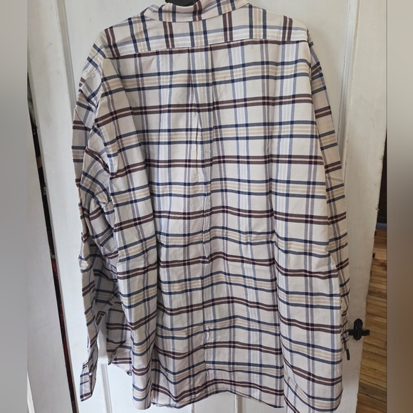 NWTs Brooks Brothers Original Polo Button-Down Oxford Shirt Cream & Blue Plaid - Picture 2 of 5